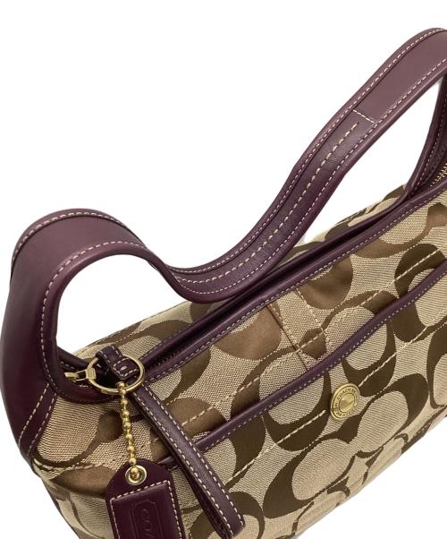 COACH（コーチ）COACH (コーチ) ワンショルダーバッグ パープル×ベージュの古着・服飾アイテム