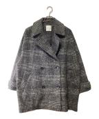 Spick and Spanスピック＆スパン）の古着「Wスライバーチェックハーフコート」｜ブラック