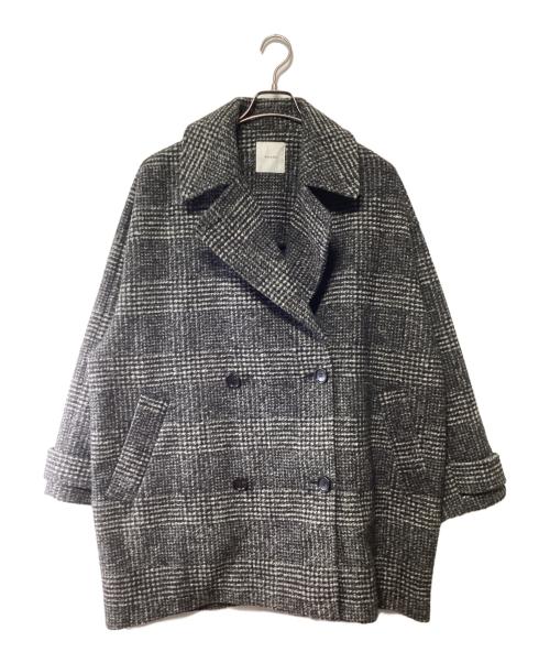 Spick and Span（スピック＆スパン）Spick and Span (スピック＆スパン) Wスライバーチェックハーフコート ブラック サイズ:38の古着・服飾アイテム
