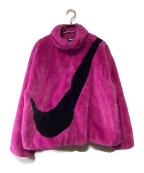 NIKEナイキ）の古着「ビッグスウッシュ ファージャケット」｜ピンク×ブラック
