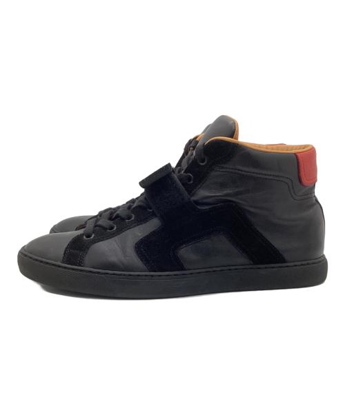 HERMES（エルメス）HERMES (エルメス) ハイカットスニーカー ブラック×レッド サイズ:41の古着・服飾アイテム