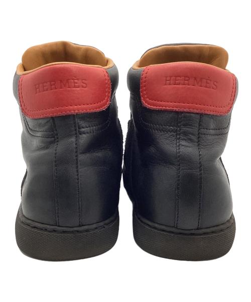 HERMES（エルメス）HERMES (エルメス) ハイカットスニーカー ブラック×レッド サイズ:41の古着・服飾アイテム