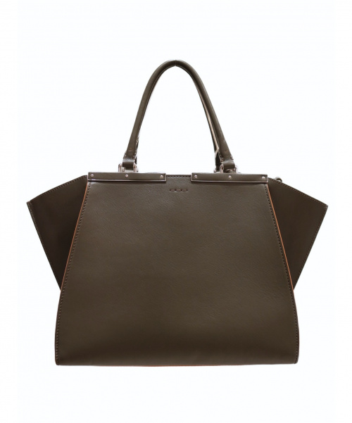 FENDI（フェンディ）FENDI (フェンディ) トロワジュール /2WAYショルダーバッグ グレー×オレンジ カーフスキンの古着・服飾アイテム