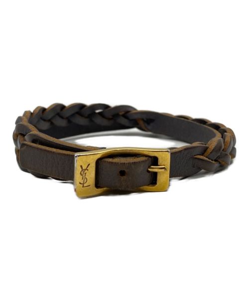 Yves Saint Laurent（イヴサンローラン）Yves Saint Laurent (イヴサンローラン) レザーブレスレット ブラウンの古着・服飾アイテム
