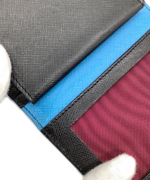 PAUL SMITH（ポールスミス）PAUL SMITH (ポールスミス) カードケース ブラック×ライトブルーの古着・服飾アイテム