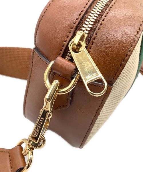 GUCCI（グッチ）GUCCI (グッチ) Vintage Web Canvas Shoulder Bag ブラウンの古着・服飾アイテム
