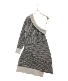 BURBERRY LONDON ENGLAND（バーバリー ロンドン イングランド）の古着「ワンショルダーニットワンピース」｜ブラック×グレー