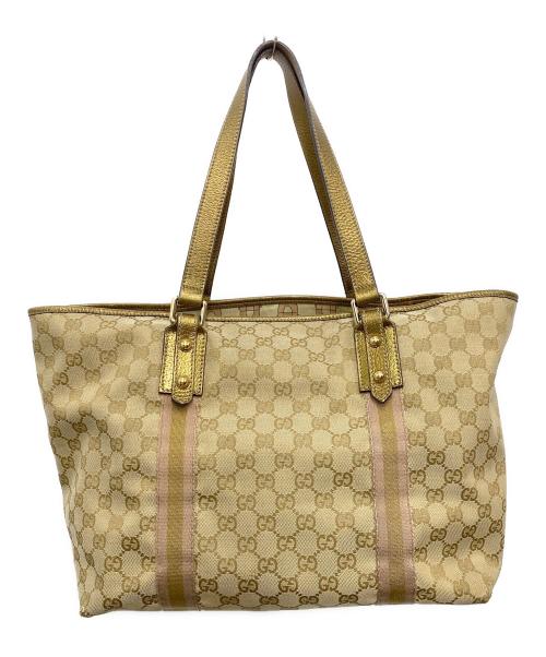 GUCCI（グッチ）GUCCI (グッチ) トートバッグ ベージュ×ゴールドの古着・服飾アイテム