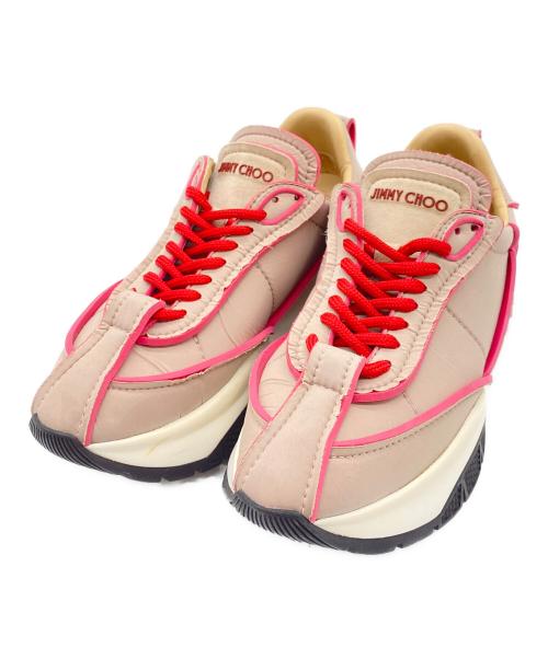 JIMMY CHOO（ジミーチュウ）JIMMY CHOO (ジミーチュウ) RAINEスニーカー ライトピンク×レッド サイズ:23.0の古着・服飾アイテム