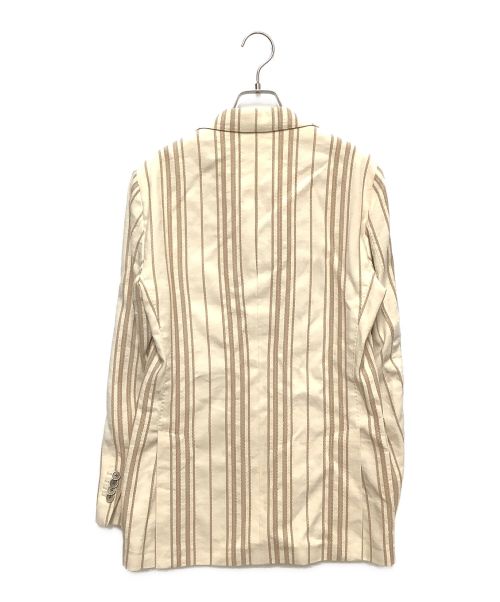 LARDINI（ラルディーニ）LARDINI (ラルディーニ) 段返り3ボタンストライプジャケット ベージュ×ブラウン サイズ:44の古着・服飾アイテム