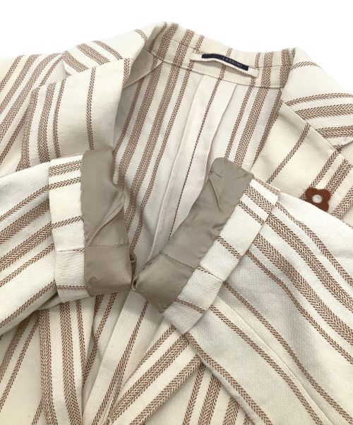 LARDINI（ラルディーニ）LARDINI (ラルディーニ) 段返り3ボタンストライプジャケット ベージュ×ブラウン サイズ:44の古着・服飾アイテム