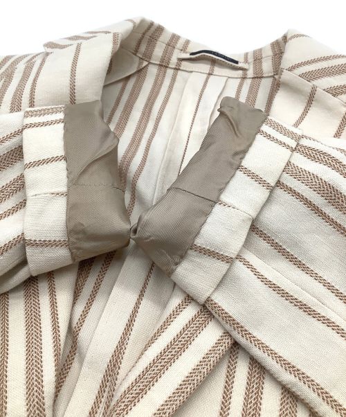 LARDINI（ラルディーニ）LARDINI (ラルディーニ) 段返り3ボタンストライプジャケット ベージュ×ブラウン サイズ:44の古着・服飾アイテム