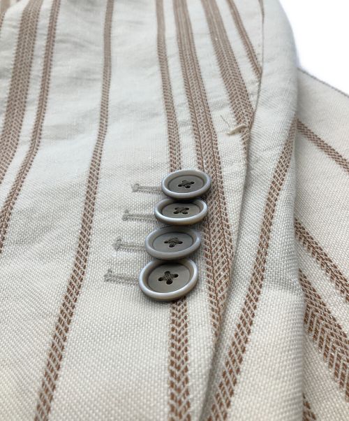 LARDINI（ラルディーニ）LARDINI (ラルディーニ) 段返り3ボタンストライプジャケット ベージュ×ブラウン サイズ:44の古着・服飾アイテム