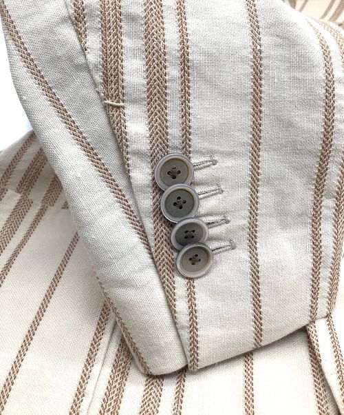LARDINI（ラルディーニ）LARDINI (ラルディーニ) 段返り3ボタンストライプジャケット ベージュ×ブラウン サイズ:44の古着・服飾アイテム