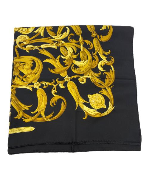 HERMES（エルメス）HERMES (エルメス) カレ90 ブラック×イエローの古着・服飾アイテム