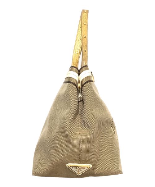 PRADA（プラダ）PRADA (プラダ) ロゴジャガード バッグ ブラウンの古着・服飾アイテム