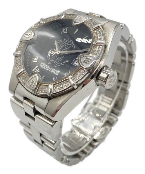 ROBERTO CAVALLI（ロベルトカヴァリ）ROBERTO CAVALLI (ロベルトカヴァリ) ブラックステンレススチールダイヤモンド ブラックの古着・服飾アイテム