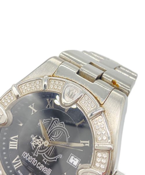 ROBERTO CAVALLI（ロベルトカヴァリ）ROBERTO CAVALLI (ロベルトカヴァリ) ブラックステンレススチールダイヤモンド ブラックの古着・服飾アイテム