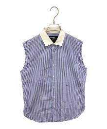 HOMME girls（オムガールズ）の古着「CUTOFF SLEEVELESS SHIRT」｜ブルー
