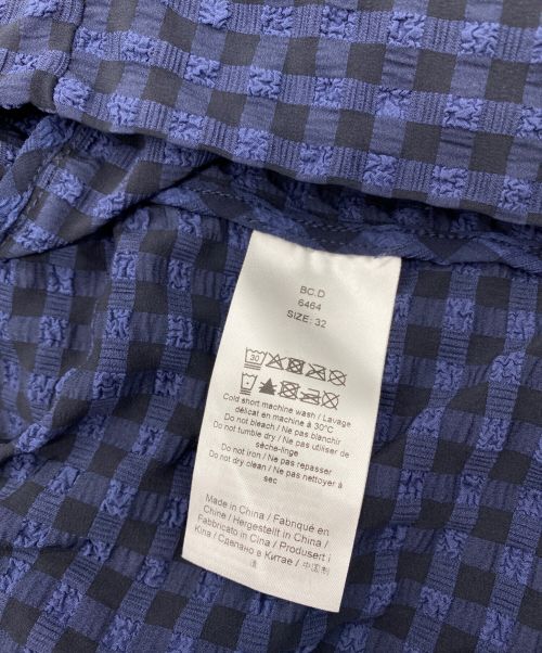 GANNI（ガニー）GANNI (ガニー) ルーシュ・ギンガム・シアサッカー・ミニドレス ネイビー サイズ:Sの古着・服飾アイテム