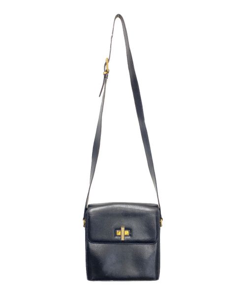 CELINE（セリーヌ）CELINE (セリーヌ) ターンロックロゴ ショルダーバッグ ブラックの古着・服飾アイテム