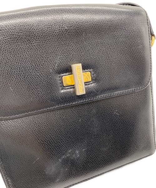 CELINE（セリーヌ）CELINE (セリーヌ) ターンロックロゴ ショルダーバッグ ブラックの古着・服飾アイテム