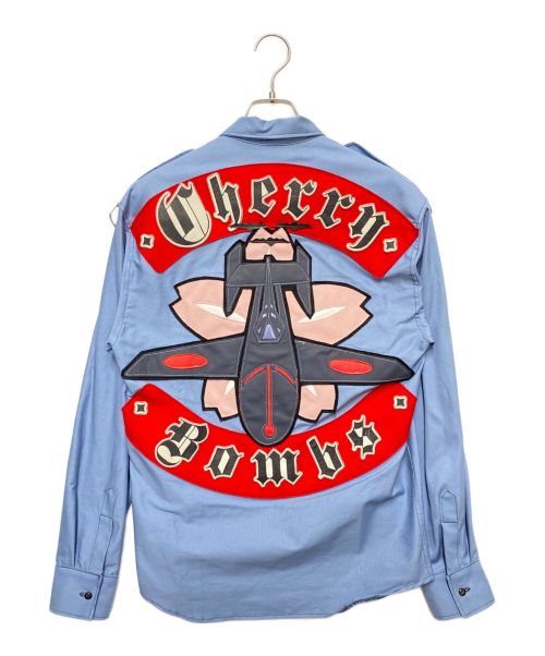 LA ROCKA（ラ ロッカ）LA ROCKA (ラ ロッカ) コンバットシャツ ブルー サイズ:Sの古着・服飾アイテム