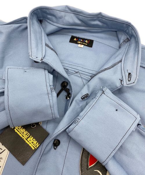 LA ROCKA（ラ ロッカ）LA ROCKA (ラ ロッカ) コンバットシャツ ブルー サイズ:Sの古着・服飾アイテム