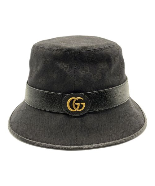 GUCCI（グッチ）GUCCI (グッチ) オリジナル GGキャンバス バケットハット ブラック サイズ:Mの古着・服飾アイテム
