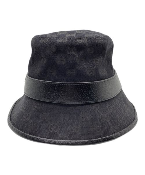 GUCCI（グッチ）GUCCI (グッチ) オリジナル GGキャンバス バケットハット ブラック サイズ:Mの古着・服飾アイテム