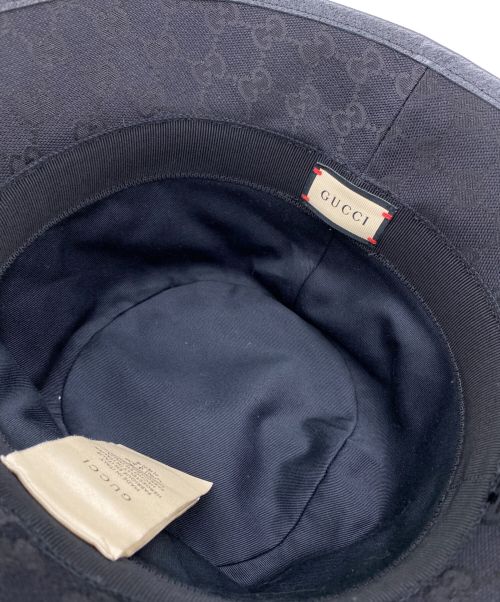 GUCCI（グッチ）GUCCI (グッチ) オリジナル GGキャンバス バケットハット ブラック サイズ:Mの古着・服飾アイテム
