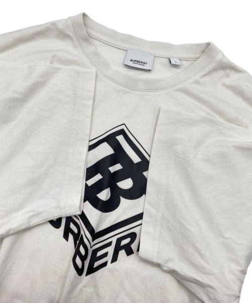 BURBERRY（バーバリー）BURBERRY (バーバリー) ロゴプリントカットソー ブラック×ホワイト サイズ:Lの古着・服飾アイテム