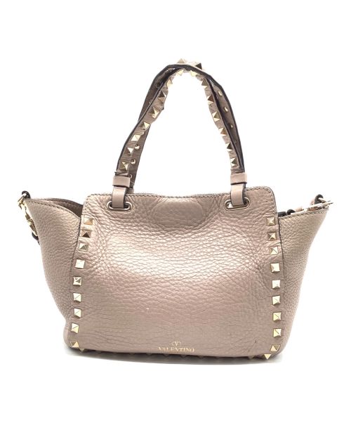 VALENTINO GARAVANI（ヴァレンティノ・ガラヴァーニ）VALENTINO GARAVANI (ヴァレンティノ・ガラヴァーニ) ロックスタッズ グレインカーフスキン ミニバッグ ピンクの古着・服飾アイテム