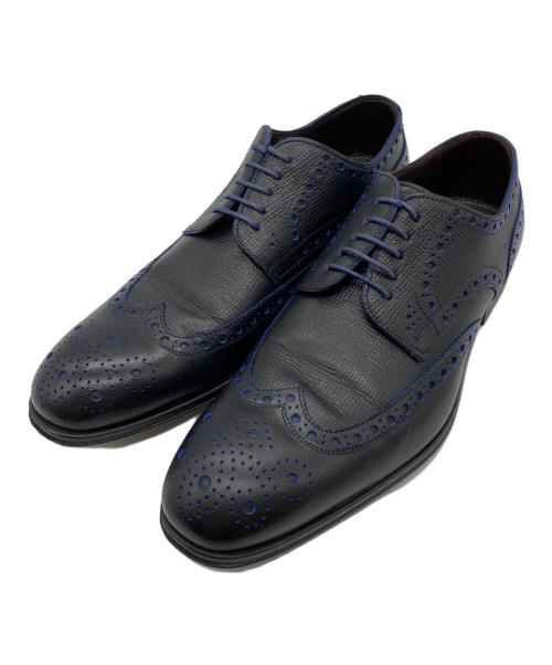 HUGO BOSS（ヒューゴ ボス）HUGO BOSS (ヒューゴ ボス) ウィングチップシューズ ブラック×ブルー サイズ:26.5の古着・服飾アイテム