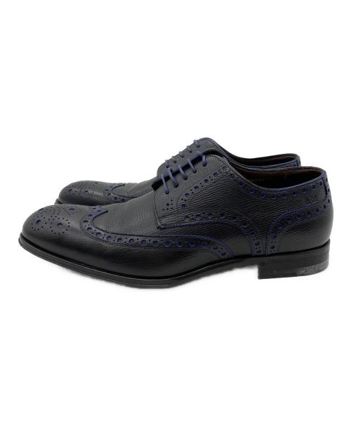 HUGO BOSS（ヒューゴ ボス）HUGO BOSS (ヒューゴ ボス) ウィングチップシューズ ブラック×ブルー サイズ:26.5の古着・服飾アイテム