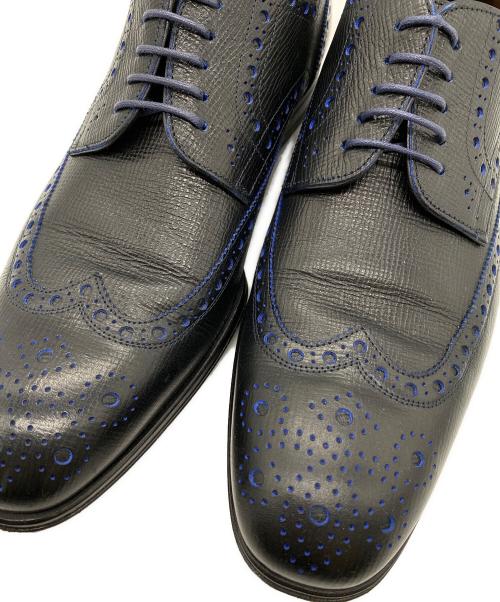 HUGO BOSS（ヒューゴ ボス）HUGO BOSS (ヒューゴ ボス) ウィングチップシューズ ブラック×ブルー サイズ:26.5の古着・服飾アイテム