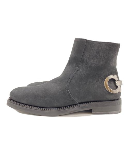 Salvatore Ferragamo（サルヴァトーレ フェラガモ）Salvatore Ferragamo (サルヴァトーレ フェラガモ) サイドファスナーショートブーツ ブラック サイズ:8EEの古着・服飾アイテム