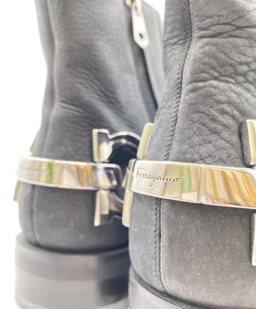 Salvatore Ferragamo（サルヴァトーレ フェラガモ）Salvatore Ferragamo (サルヴァトーレ フェラガモ) サイドファスナーショートブーツ ブラック サイズ:8EEの古着・服飾アイテム