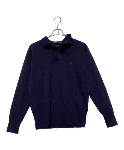 POLO RALPH LAUREN（ポロ・ラルフローレン）POLO RALPH LAUREN (ポロ・ラルフローレン) ニットポロシャツ ネイビー サイズ:Mの古着・服飾アイテム