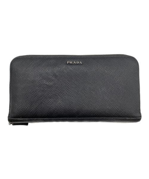 PRADA（プラダ）PRADA (プラダ) ラウンドファスナー財布 ブラックの古着・服飾アイテム