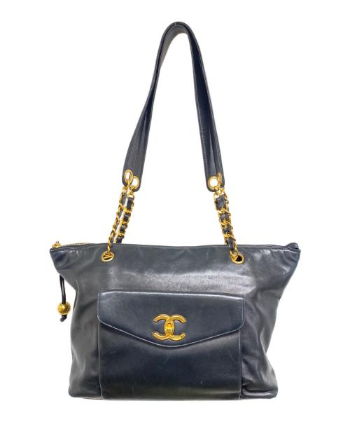 CHANEL（シャネル）CHANEL (シャネル) ココマーク キャビアスキン チェーントートバッグ ブラックの古着・服飾アイテム