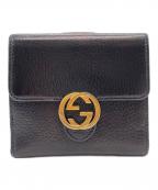 GUCCIグッチ）の古着「インターロッキングG コンパクトウォレット」｜ブラック