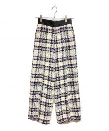 NUMBER M（ナンバーエム）の古着「ファンシーツイードワンタックパンツ」｜ホワイト×ブラック