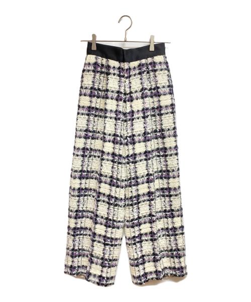 NUMBER M（ナンバーエム）NUMBER M (ナンバーエム) ファンシーツイードワンタックパンツ ホワイト×ブラック サイズ:Sの古着・服飾アイテム