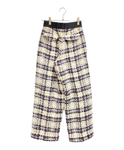 NUMBER M（ナンバーエム）NUMBER M (ナンバーエム) ファンシーツイードワンタックパンツ ホワイト×ブラック サイズ:Sの古着・服飾アイテム