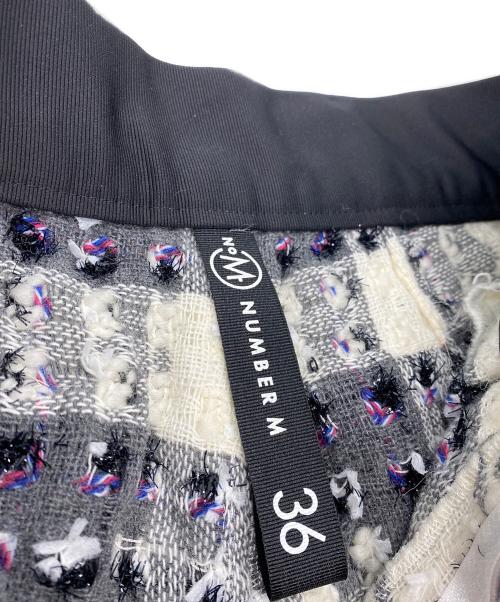 NUMBER M（ナンバーエム）NUMBER M (ナンバーエム) ファンシーツイードワンタックパンツ ホワイト×ブラック サイズ:Sの古着・服飾アイテム