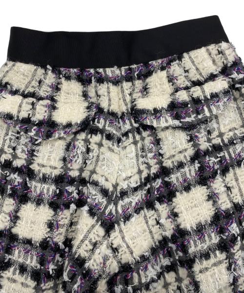 NUMBER M（ナンバーエム）NUMBER M (ナンバーエム) ファンシーツイードワンタックパンツ ホワイト×ブラック サイズ:Sの古着・服飾アイテム