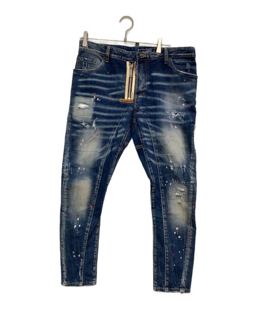 DSQUARED2（ディースクエアード）DSQUARED2 (ディースクエアード) 加工デニムパンツ インディゴ サイズ:52の古着・服飾アイテム