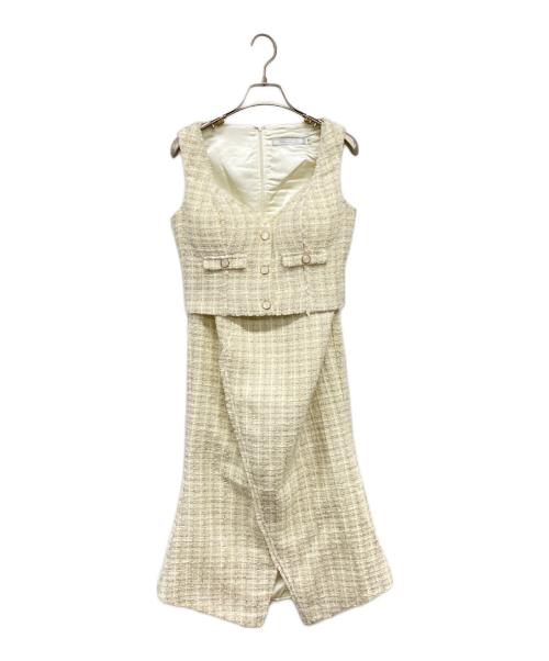 robe de fleurs（ローブ ド フルール）ROBE de FLEURS (ローブ ド フルール) ツイードセットアップマーメイドミディキャバドレス ホワイト サイズ:S 未使用品の古着・服飾アイテム