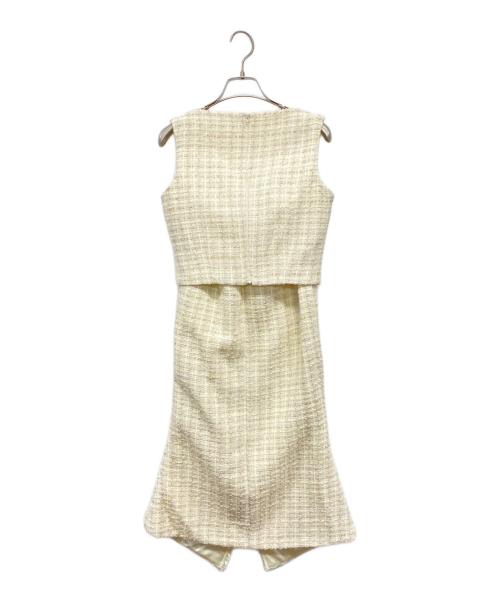 robe de fleurs（ローブ ド フルール）ROBE de FLEURS (ローブ ド フルール) ツイードセットアップマーメイドミディキャバドレス ホワイト サイズ:S 未使用品の古着・服飾アイテム